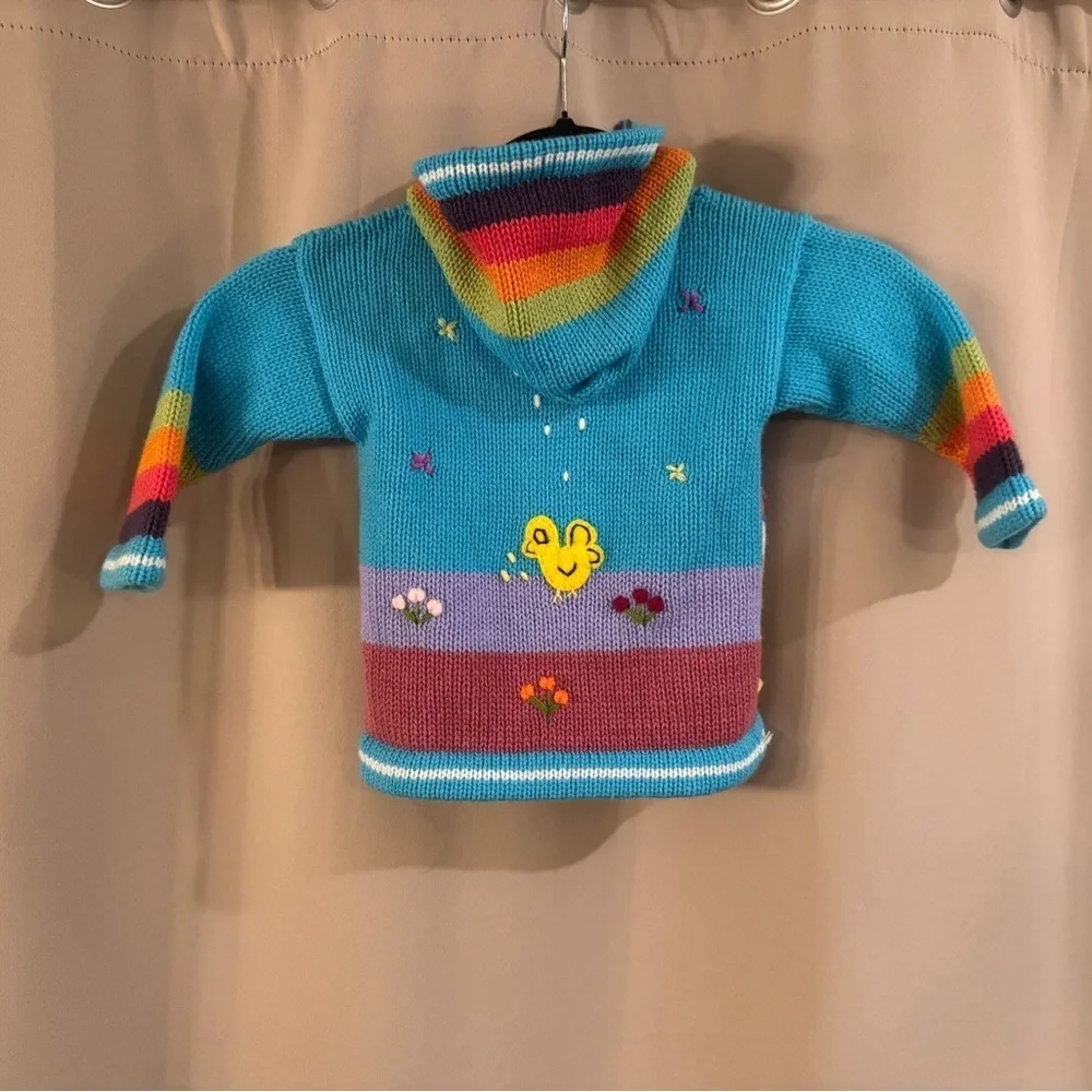 Colorful Vintage Children's Knit Sweater with Fun Designs